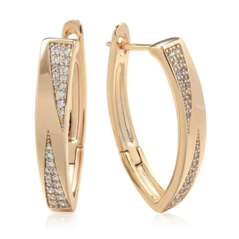 Hollowed teardrop earrings shaped like an inverted U.